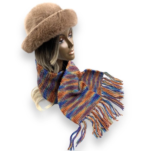 Vintage ombre rainbow hand made crochet scarf - Picture 12 of 13